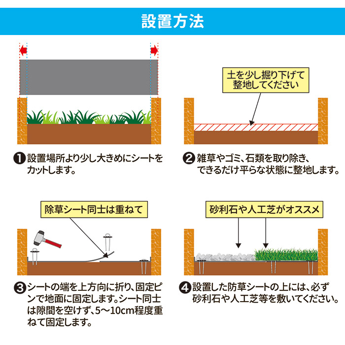 防草シート 90cm×30m巻 固定ピン60本付