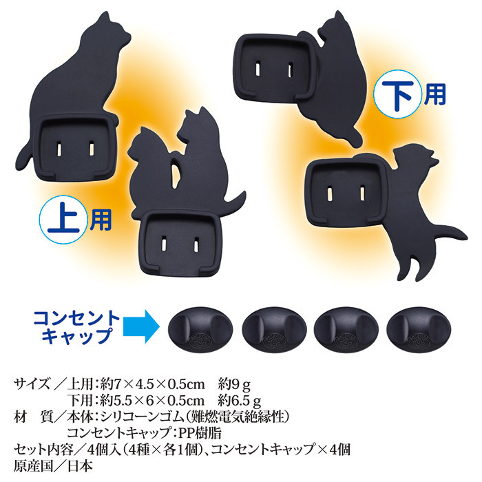 ねこのコンセントカバー 4個セット　