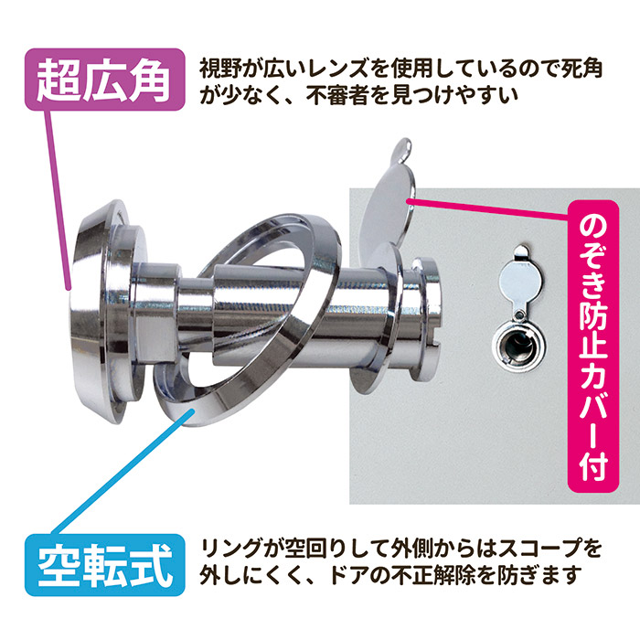 超広角・空転式ドアスコープ180(シルバー)