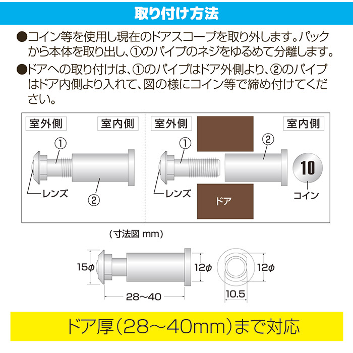 取替用ドアスコープ 一般用 マットブラック N-1049