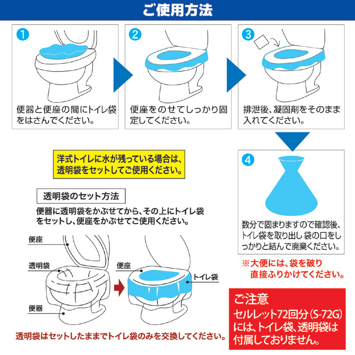 非常用トイレ セルレット 72回分 S-72G