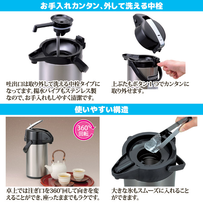 ステンレスエアーポット スゴ楽MINI 1.8L