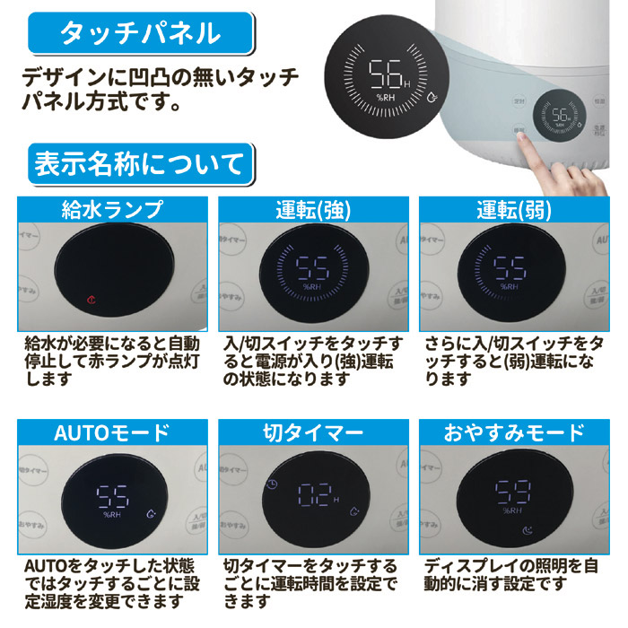 上部給水式 超音波加湿器 4.5L WJ-8104