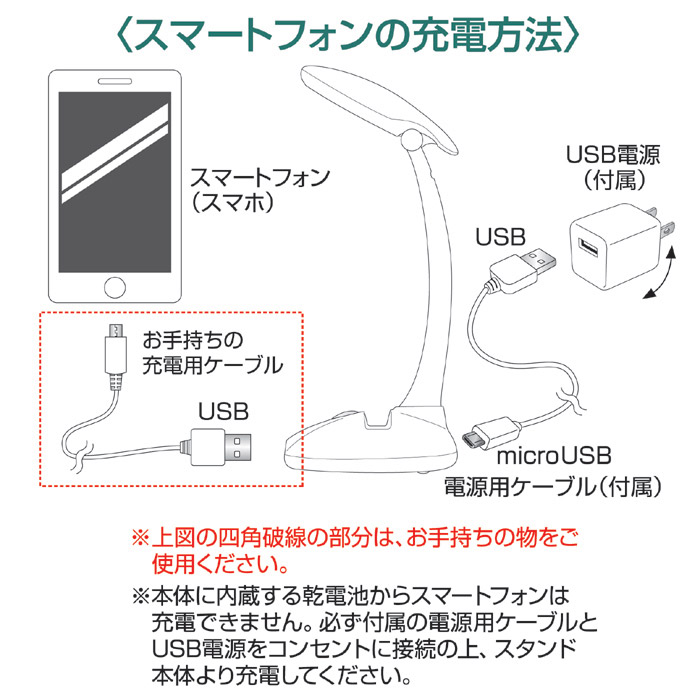 スマホが充電できるスタンドライト2