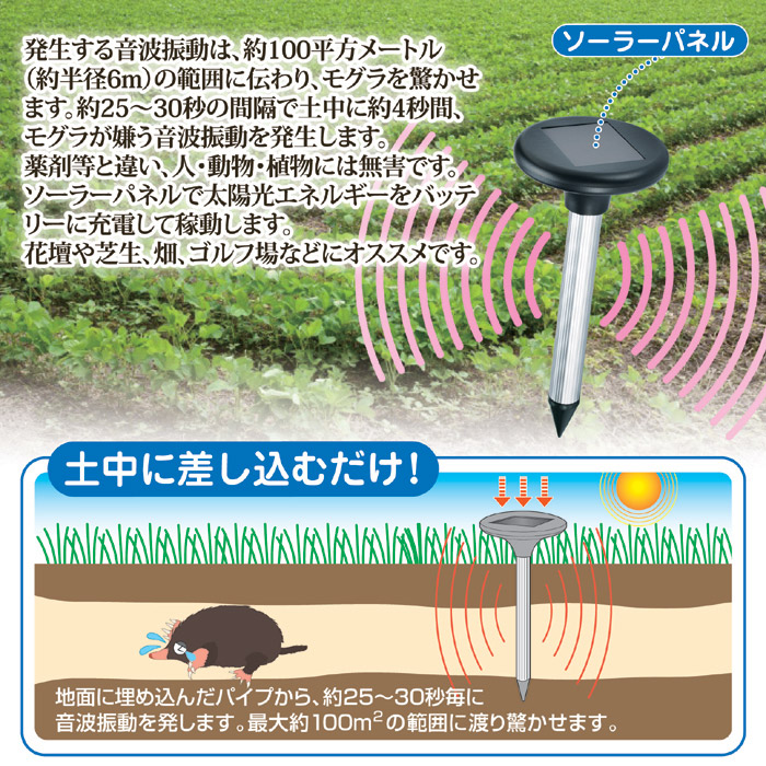 ソーラー式 モグラ撃退器DX SV-6384